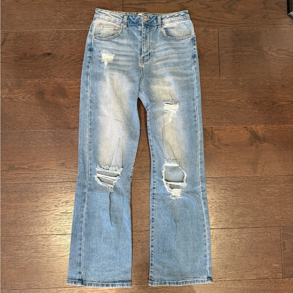 Rue21 Distressed High-Waisted Straight Leg Jeans